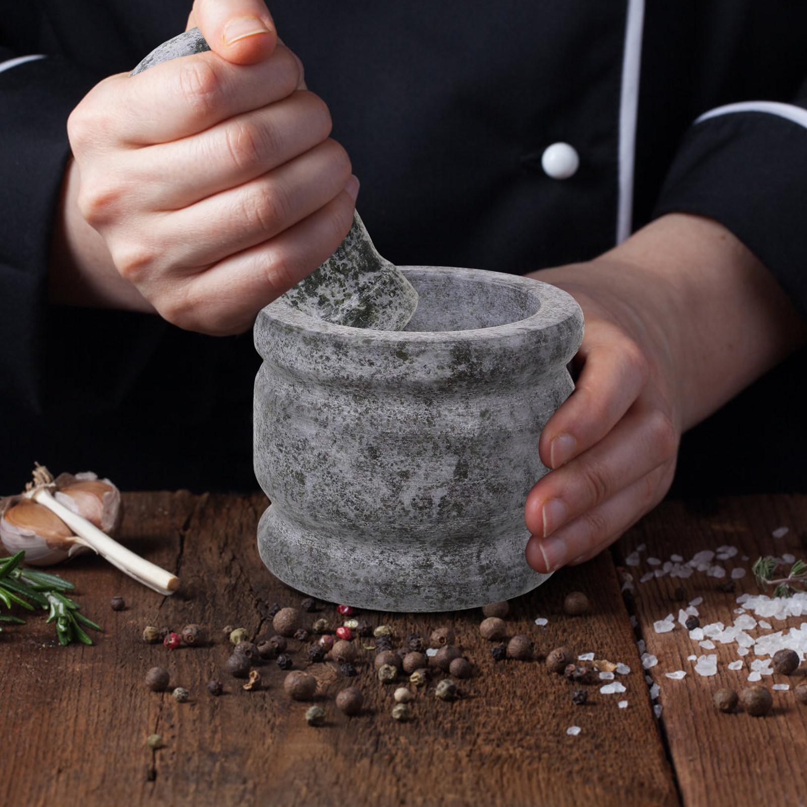 Mortar Pestle Granite - 1 Zestaw Granitowy Zestaw do Rozdrabniania
