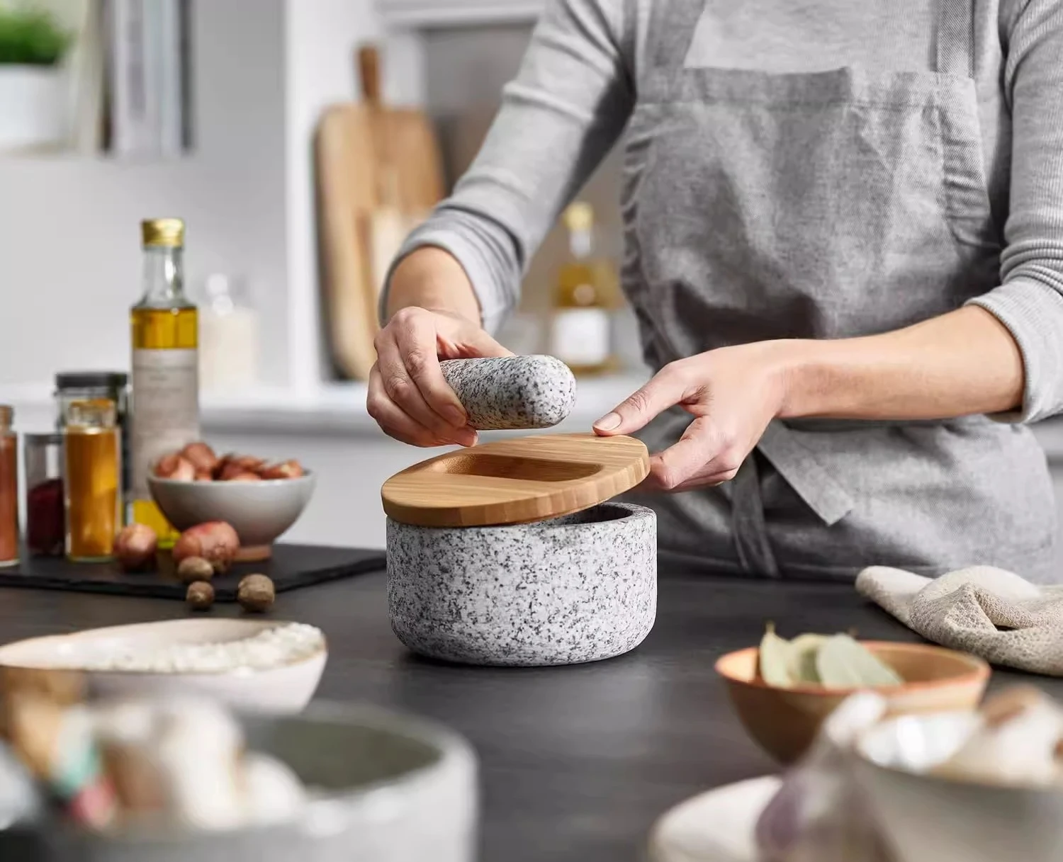 Bambusowa osłonka na granitowy – Mortar Pestle Granite recenzja i cena